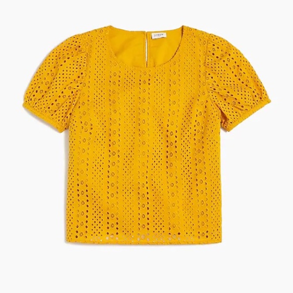 Eyelet puff sleeve top